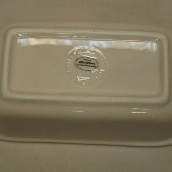 Longaberger Pottery Woven Traditions Heirloom Ivory Small Loaf Dish - Picture 10 of 11